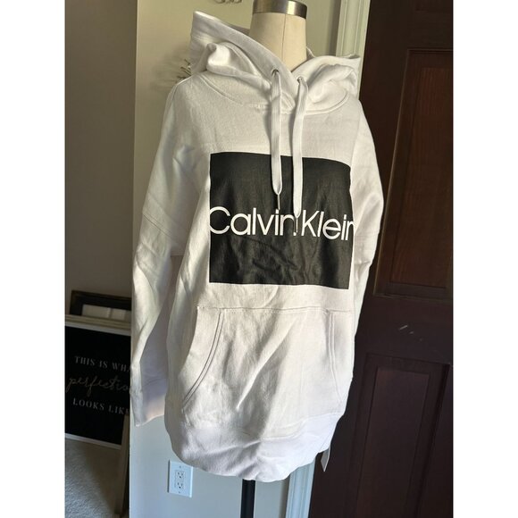 NWT White Calvin Klein Performance Hoodie Small runs oversized - Picture 1 of 6